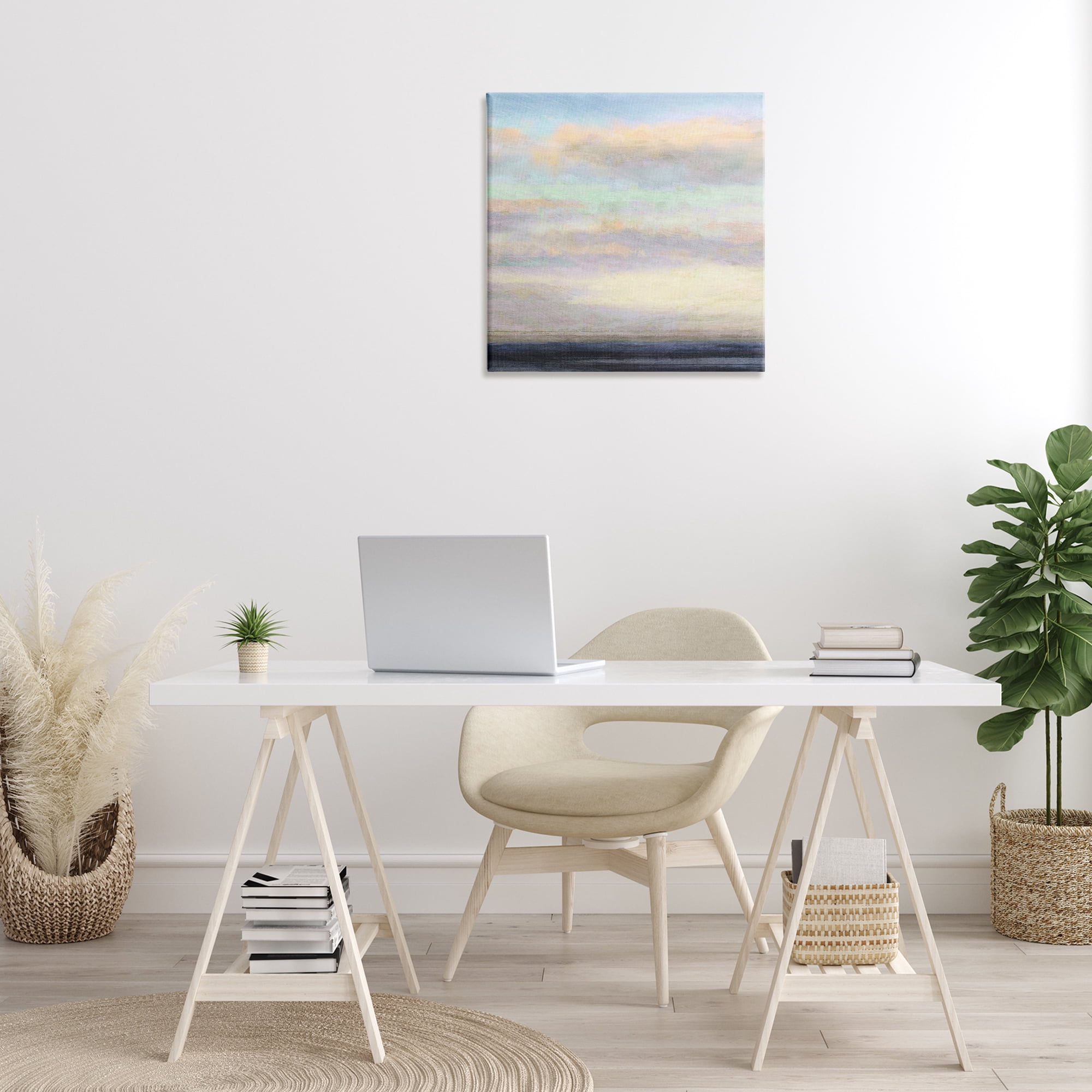 Stupell Industries Cloudy Abstract Bay Scene Coastal Painting Gallery Wrapped Canvas Art Print Wall Art, 24 x 24