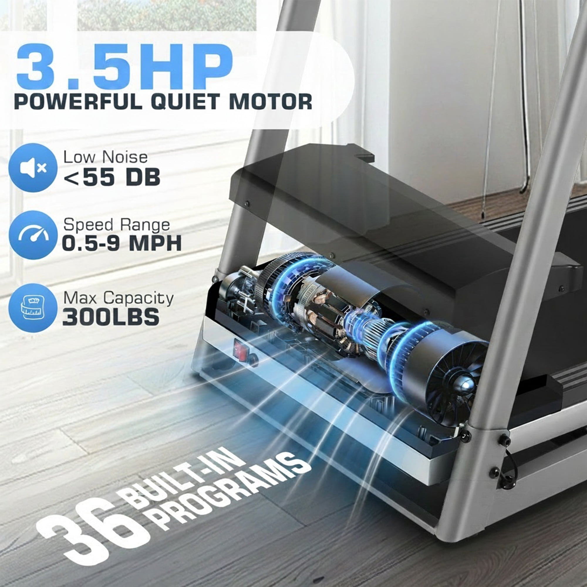 Simpfree Treadmill with 10" HD TV Movie Touchscreen and 3D Virtual Sports Scene, 0.5-9.0 mph/h & 3.5HP Electric Treadmill with Incline for Home
