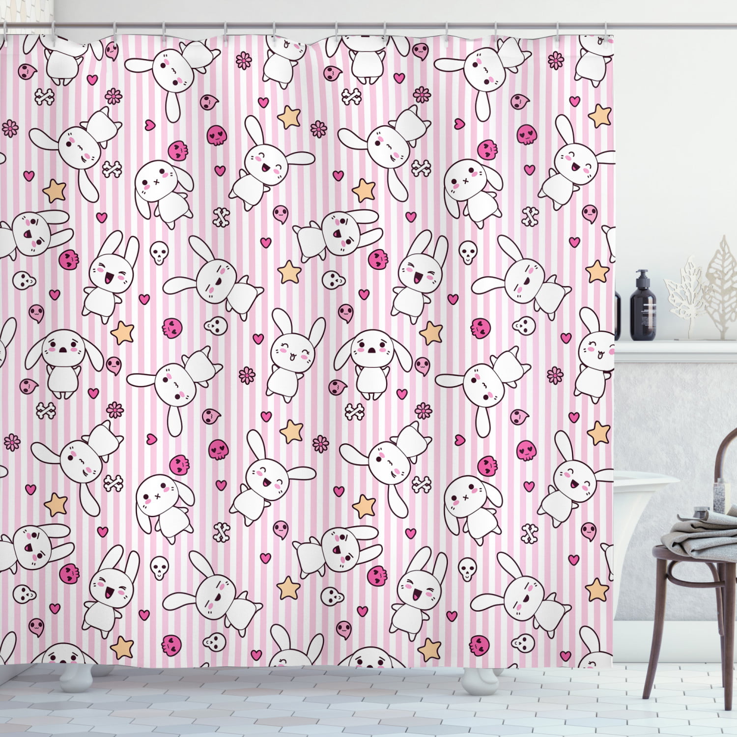 Scribble Waterproof Bathroom Polyester Shower Curtain Liner Water Resistant