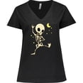 thumbnail image 3 of Inktastic Cute Dancing Skeleton Women's Plus Size V-Neck T-Shirt, 3 of 5
