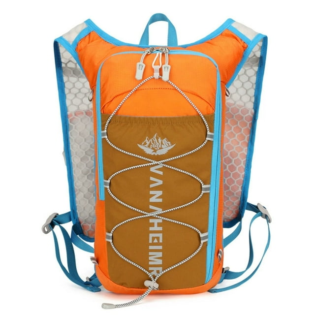 Waterproof Lightweight Nylon Sports Backpack with Reflective Strips - 180g Foldable Running Bag for Marathon, Cycling & Outdoor Activities - Breathable Mesh Back, Multi-Layer Pockets, Hydration