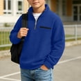 thumbnail image 4 of Sakuulaan Boys Quarter Zip Sweatshirt Mock Neck Textured Knit Casual Long Sleeve Jacket, 4 of 7