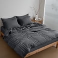 thumbnail image 3 of HIG 7‑Piece Bed in a Bag Comforter Set, Solid Light Dark Gray Vertical Channel Quilted, Soft Microfiber All‑Season Bedding with Sheets & Pillow Shams, King Size, 3 of 8