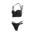 thumbnail image 3 of Levmjia Womens Satin Lingerie Set Underwire Longline Bralette With Matching Scalloped Trim Thong Adjustable Spaghetti Straps Smooth Stretch Daily Romantic Date Nights Solid, 3 of 8