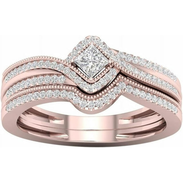 AKYUSGFL Fashion Rings for Women Synthetic Diamond Studded Zirconia Inlaid Rings Wedding Engagement Rings Jewelry Accessory Gifts