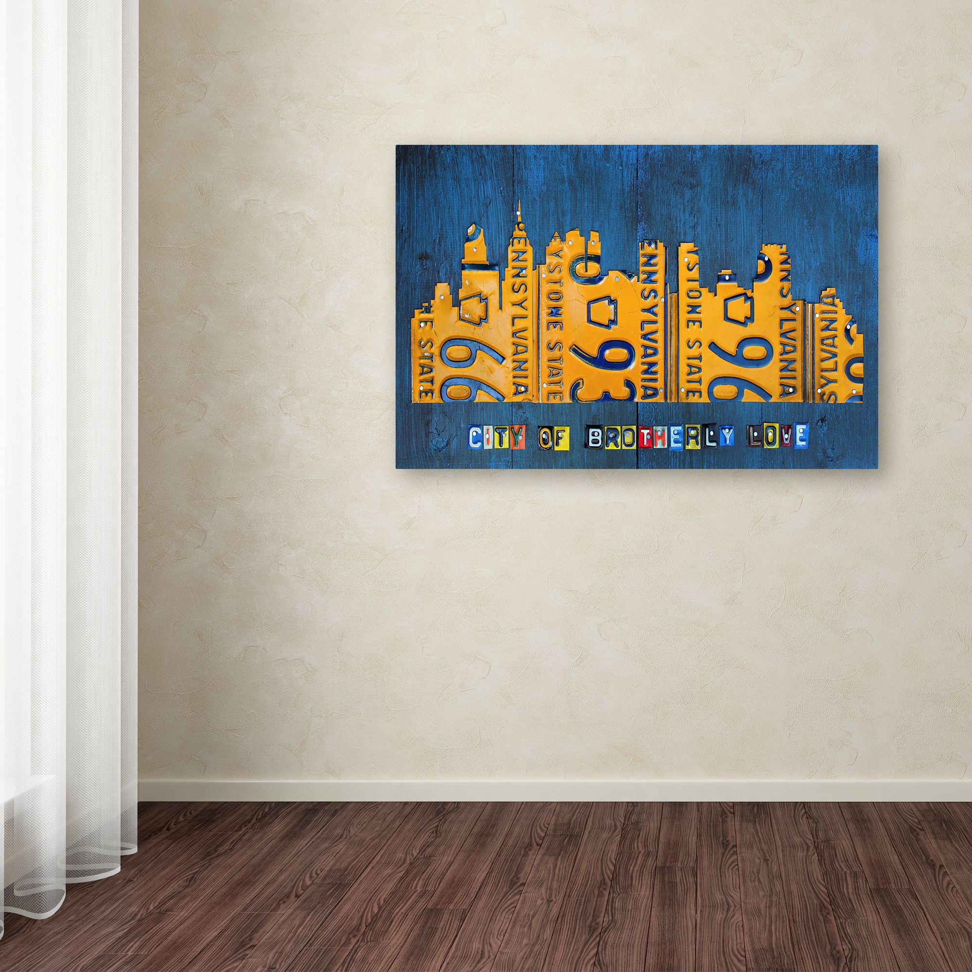 Trademark Fine Art 'Philly Skyline License Plate Art' Canvas Art by Design Turnpike