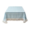 thumbnail image 2 of Dongrere Light Blue White Plaid Ruffled Table Cloth, Rectangle Tablecloth, Table Cover for Dining Room Kitchen Decor, 78.7x59 Inch, 2 of 6