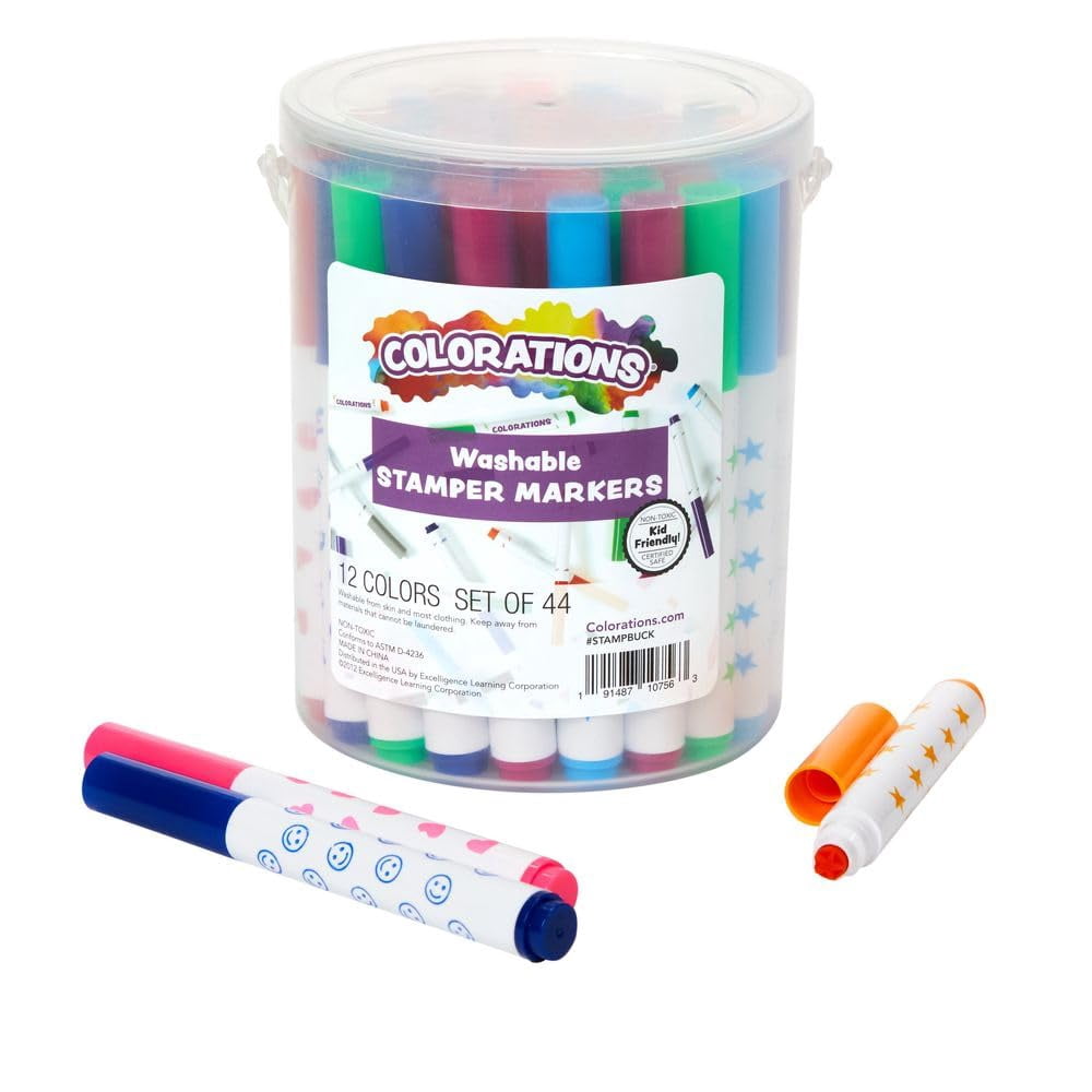 Colorations Washable Marker Stamper Bucket - 44 Pieces
