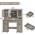 thumbnail image 6 of PUFFCAFE Makeup Vanity Desk with Mirror and Lights,43" Gray Farmhouse Vanity Table Set with RGB Cabinets & Power Outlet,Large Dressing Table for Women Bedroom, 6 of 7