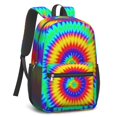 thumbnail image 2 of Green and Yellow Tie Dye Pattern 17" Waterproof Oxford School Backpacks for Teens, S-Shape Padded Straps, for School, Travel, Hiking, Camping, 2 of 4