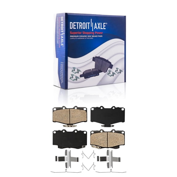Detroit Axle - Front Brake Pads for 1995-2002 Toyota 4Runner, 1995-2004 Tacoma, 1996 1997 1998 1999 2000 2001 Ceramic Brake Pads w/Hardware Replacement