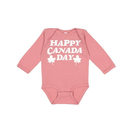 

Inktastic Happy Canada Day with Distressed Maple Leaves Gift Baby Boy or Baby Girl Long Sleeve Bodysuit