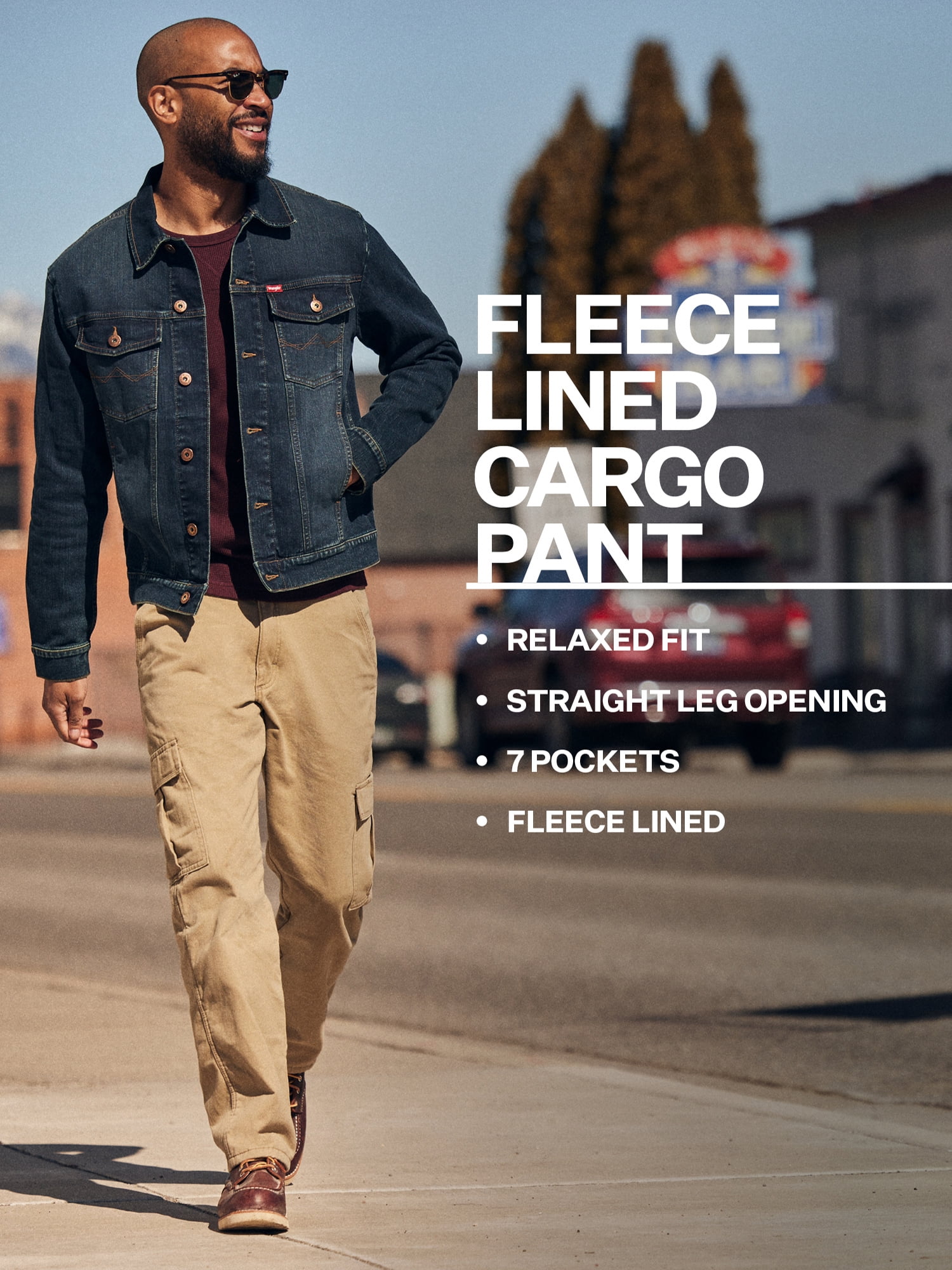Wrangler® Men's and Big Men's Relaxed Fit Fleece Lined Cargo Pant 