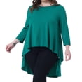 thumbnail image 2 of DARING DIVA Women's Plus 3/4 Sleeve High Low Top Casual Blouse Tunic Shirt 1X Green, 2 of 6