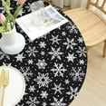 thumbnail image 4 of Black Christmas Round Fitted Tablecloth with Elastic for 44-48 Inch Tables White Winter Snowflake Print Xmas Holiday Fitted Table Cover Waterproof Farmhouse Indoor Outdoor Patio Picnic Party, 4 of 4