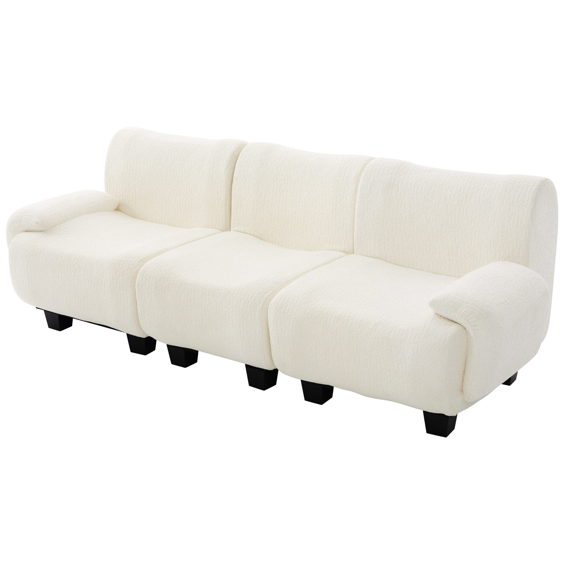 Christopher Knight Home 94.5" Chenille Sectional Sofa with Curved Armrests, Modern Upholstered Couch, Beige