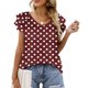 thumbnail image 2 of Camisas de Cuello de Tripulación de Manga Corta para las Mujeres Plisado Mangas de Ruffle, Cuello Redondo Casual Primavera Y Blusa de Verano, 2 of 5