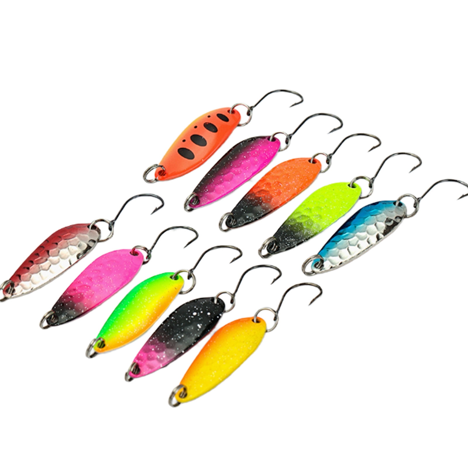 RUISINERY 43pieces Hard Baits Sequined Fishing Spoon Lure with Box Single Hook Casting Spinner Baits Metal Spoon Fishing Baits