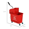 thumbnail image 3 of Mop Bucket with Wringer on Wheels - 21 Quart Red Floor Cleaning Bucket - Separate Clean/Dirty Water System - Down Press Wringer - Home & Janitorial Use, 3 of 9