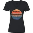 thumbnail image 3 of Inktastic Lake Erie Distressed Retro Sunset Women's V-Neck T-Shirt, 3 of 5