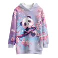 thumbnail image 4 of Xoenoiee Panda Cherry Blossom Print Long Hoodies for Girls Pullover Hoodie Dress Teenagers Lightweight Soft Sweatshirt Tops Graphic Activewear Pullover with Pocket, 7-8 Years, 4 of 7