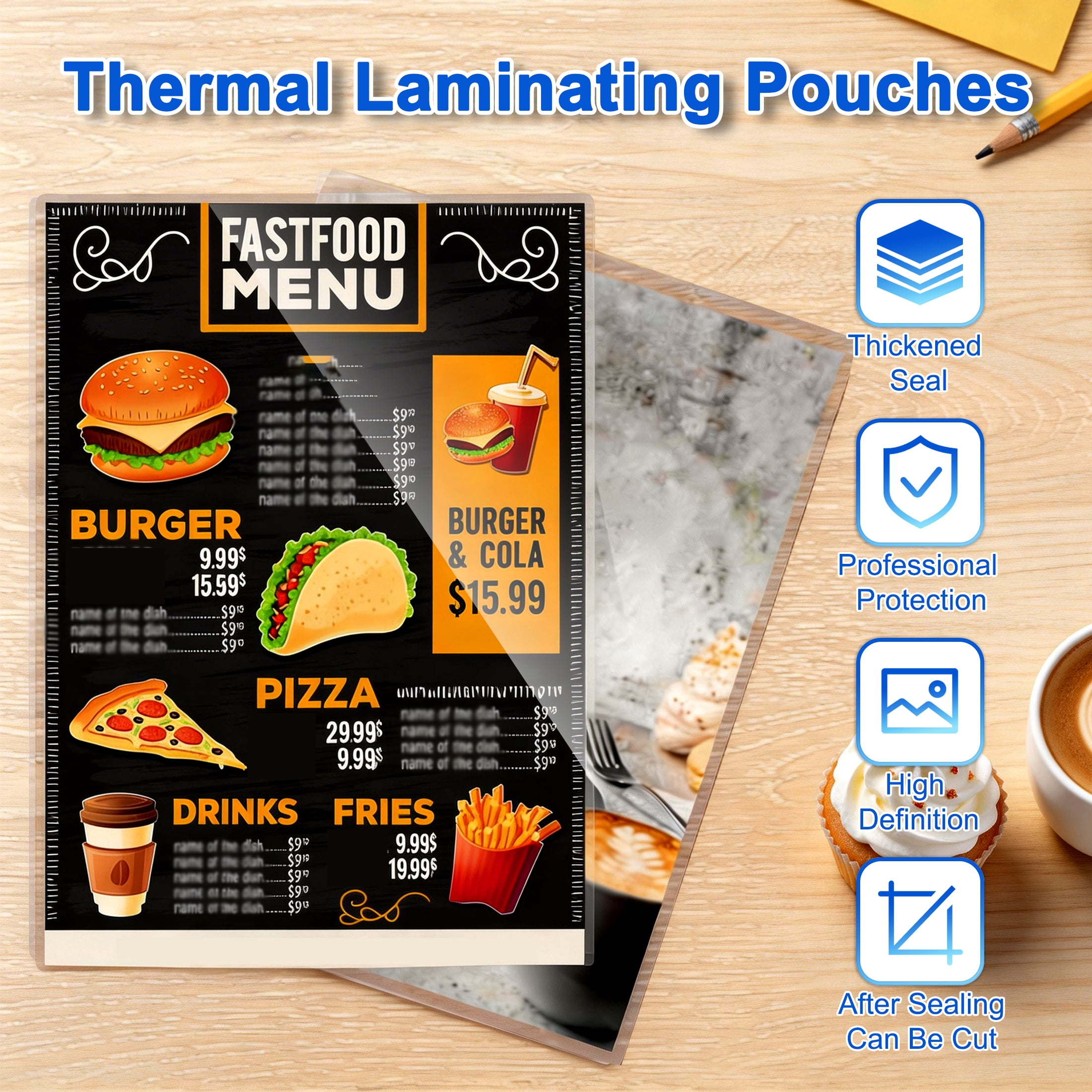 Clear Thermal Laminating Pouches, 50 Count Plastic Paper Laminating Sheets, 8.5" x 12" 5 mil Thick
