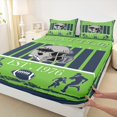 thumbnail image 3 of Homewish Seattle City Silhouette Full Size Sheets,Rugby Sport Theme Bed Sheets,Deepblue Green Sheet Sets For Boys Kids,Microfiber Bedroom Decor,4-Piece, 3 of 7