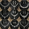 thumbnail image 2 of Zhuge Bridal Teardrop Cluster Rhinestone Jewelry Set for Women Necklace Earrings Wedding-A03, 2 of 2
