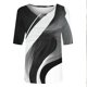 thumbnail image 5 of 3/4 Manga Tops para las Mujeres, Moda Arrugado Cuello Redondo Suelto-Ajuste Cortado Manga Top para el Hogar Y Diario, 5 of 9