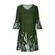 thumbnail image 4 of Puntoco Vestido De Manga Corta Con Cuello En V, Vestido Estampado Con Cuello En V Y Manga Acampanada, Informal, Con Cuello En V Y Manga Media, Color Verde Xl, 4 of 6