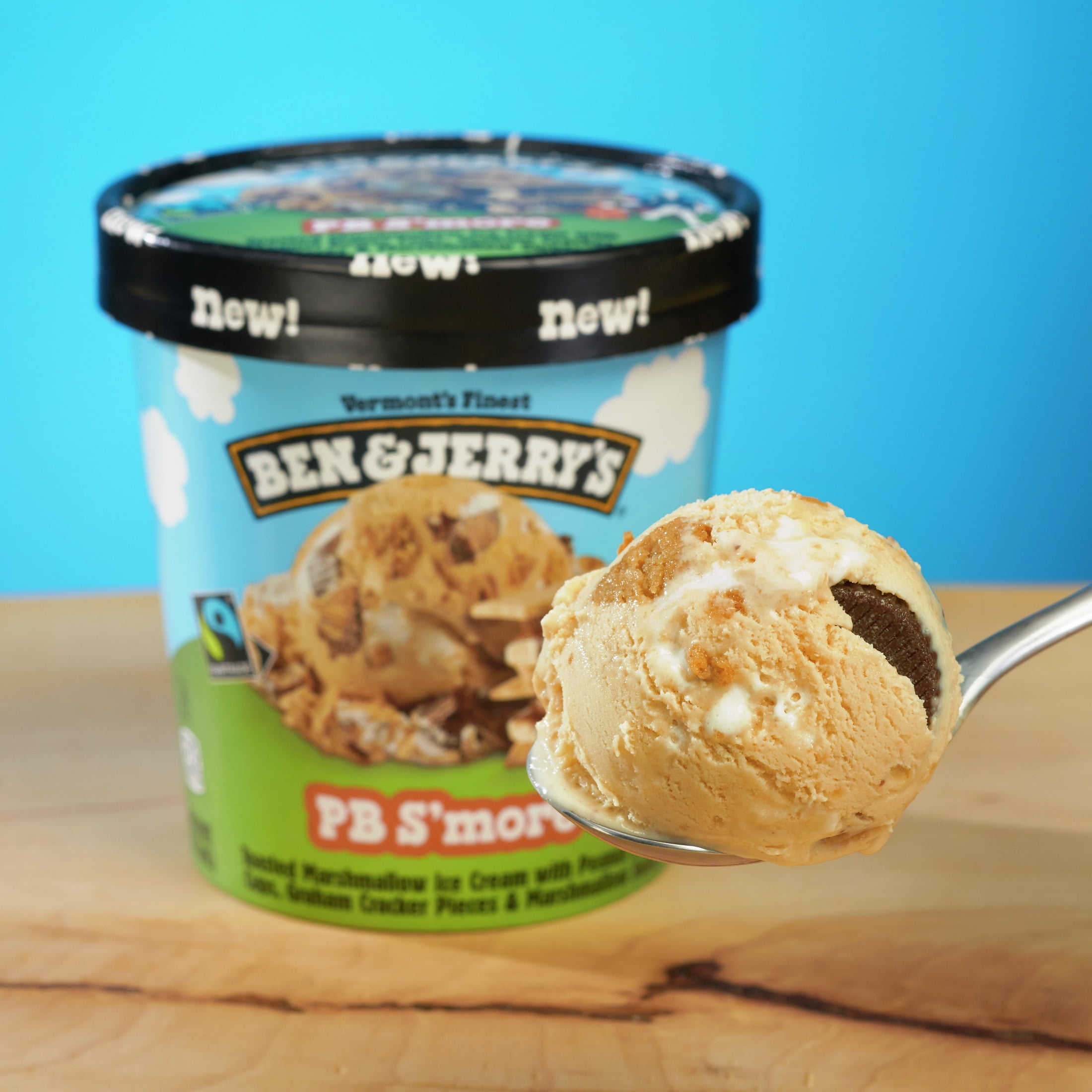 Ben & Jerry's PB S'more Marshmellow Ice Cream Pint, 16 fl oz