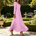 thumbnail image 5 of GUACER Womens Maxi Dresses Elegant Long Sleeve Loose V Neck A-Line Flowy Swing Dresses for Casual, 5 of 6