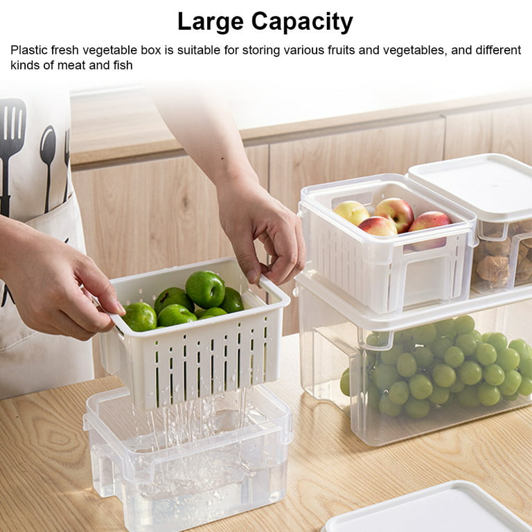 Fridge Storage Box Transparent Food Storage Containers Stackable Storage  Bins For Vegetable Fruit Meat Fresh Box