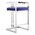 thumbnail image 2 of Home Square 23.6" Velvet/Steel Counter Stool in Navy/Silver - Set of 2, 2 of 6