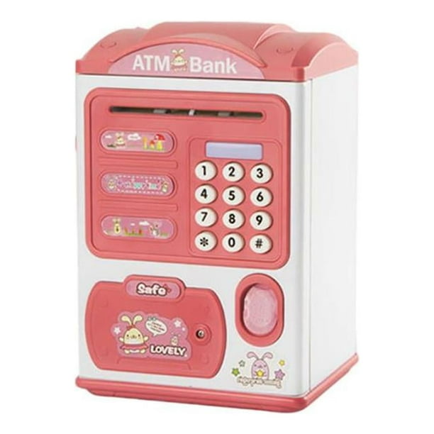 Bearachild Contraseña electrónica Huella digital Banca Piggy Ahorro Monedas Caja de efectivo Reconocimiento de dinero Regalos Decoración Videojuegos y accesorios Rosa