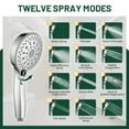 thumbnail image 5 of Cobbe Adjustable 12 Inch High Pressure Dual Shower Head with 12-Spray Handheld Shower, Chrome, 5 of 12