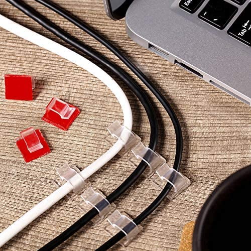 100 Adhesive Cable Management Clips Black - Network/Ethernet/Office  Desk/Computer Cord Organizer - Sticky Cable/Wire Holders - Nylon Self  Adhesive