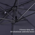 thumbnail image 5 of PURPLE LEAF 11 Feet Patio Umbrella with Base Outdoor Cantilever Round Umbrella Aluminum Offset Umbrella with 360-degree Rotation for Garden Deck Pool Patio, Grey, 5 of 9