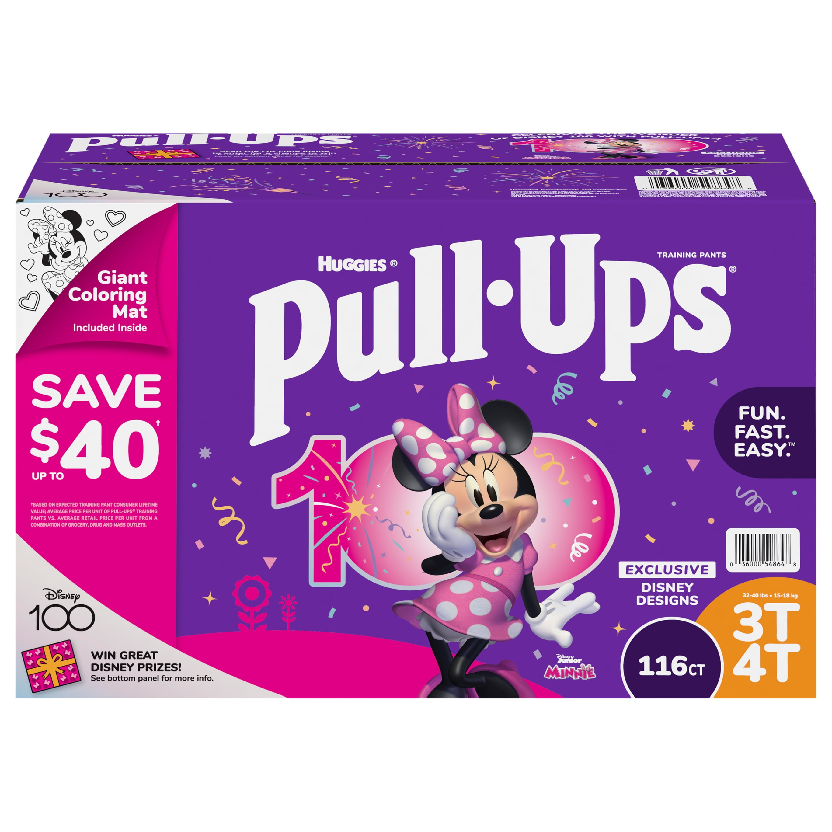 Huggies Pull-Ups Potty Training Pants for Girls 3T-4T 32-40 Pounds (116 Count)