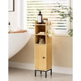 thumbnail image 5 of Bathroom Storage Cabinet, Small Corner Floor Hutch with 2Hooks,Narrow Toilet Paper Cabinet with Rattan Door,Bathroom Organizer with Adjustable Shelf, for Small Spaces(Classic-Rattan, Black), 5 of 10