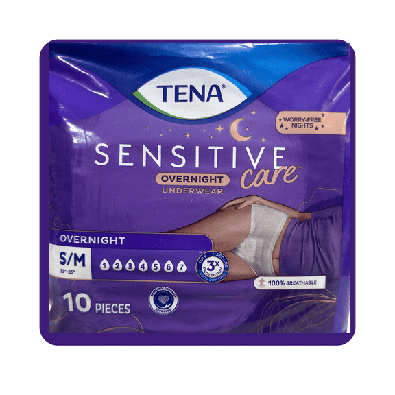 TENA Sensitive Care Overnight Incontinence Underwear for Women Small/Medium, 10 Count