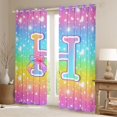 thumbnail image 2 of Homewish Ribbon Letter H Blackout Curtains Set of 2 (52x84 Each), Bling Dreamy Stars Rainbow Window Curtains, Princess Cartoon Style Curtains and Drapes, Living Room Curtains Decor, 2 of 5