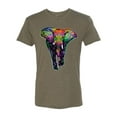 thumbnail image 2 of Wild Bobby, Colorful Rainbow Floral Elephant Animal Lover Mens Premium Tri Blend T-Shirt, Military Green, X-Large, 2 of 3