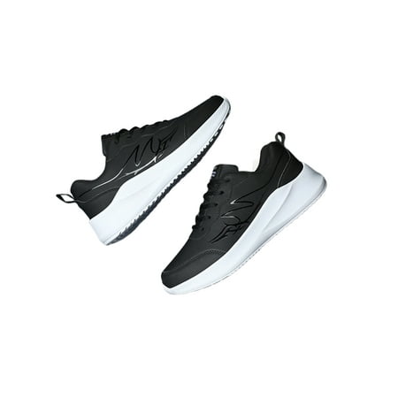 

Ritualay Men Athletic Shoes Sneakers Wide Width Sport Running Shoes Comfort Breathable Sneakers Outdoor Walking Casual Shoes Leather Men Sport Shoes Black White 7.5