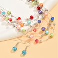 thumbnail image 7 of Lady Necklace Earrings Set Multi-layered Colorful Faux Pearl Bohemian Adjustable Length Faux Crystal Hook Earrings Party Prom Neck Ear Jewelry Set, 7 of 7