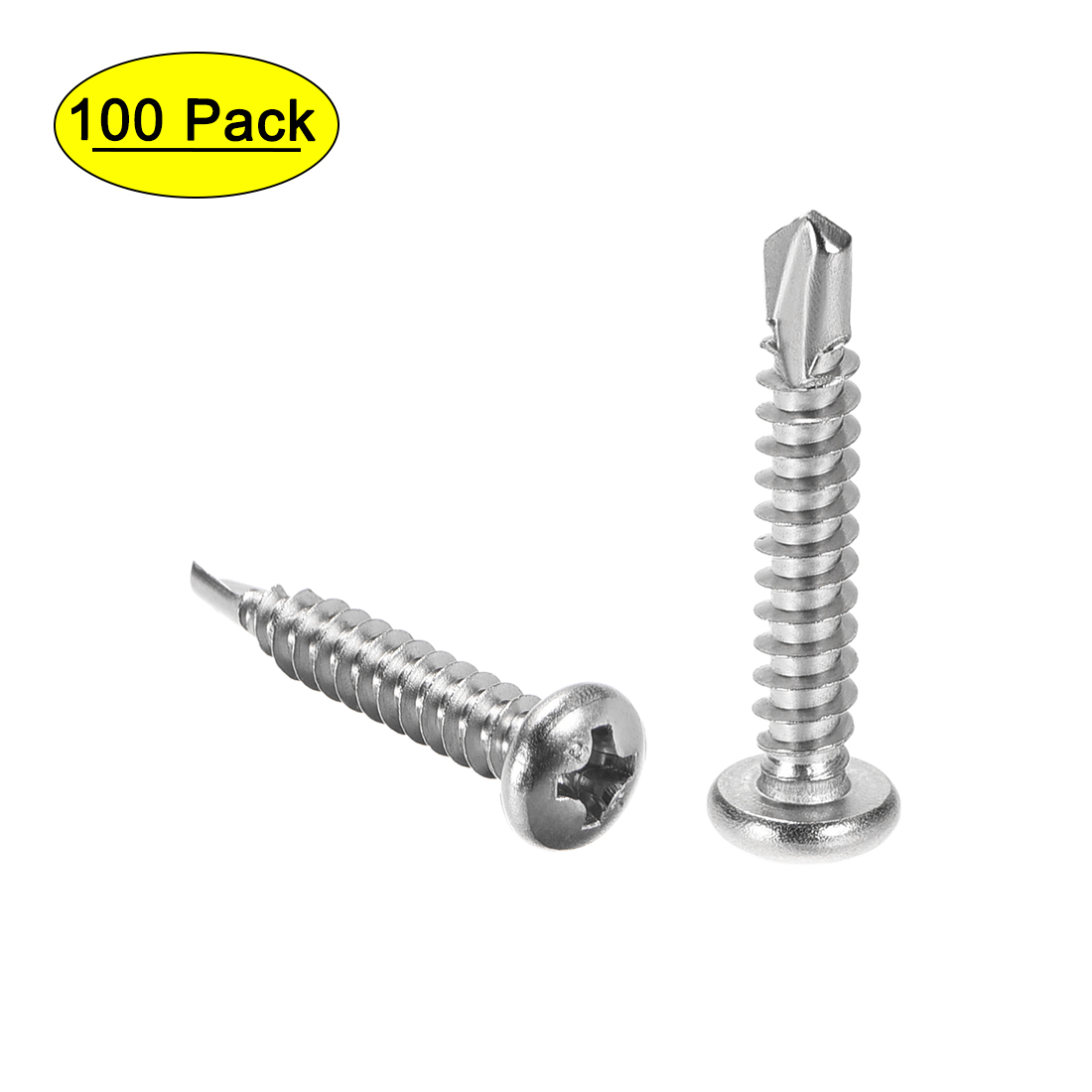 8 x 11/4" Self Tapping Screws 410 Stainless Steel Phillips Pan Head Self Drilling Screws 100