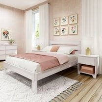 Maxwood Furniture, Inc. Max and Lily Farmhouse Queen Bed with Plank Headboard White Wash