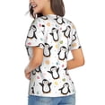 thumbnail image 3 of Xecao Colorful Hearts Penguin for Women's V-Neck T-Shirts-Elegant Half-Sleeve Tops Perfect for Summer-XX-Large, 3 of 5