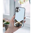 thumbnail image 5 of WIRESTER Shockproof Soft Rubber Cover Case for Apple iPhone 16 6.1" 2024, Animal Siamese Kitten Cat On Pale Aqua Background, 5 of 5