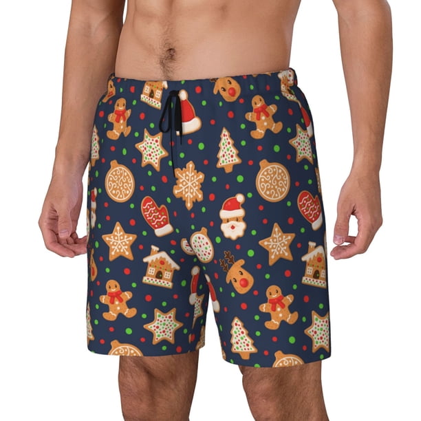 Balery Holiday Gingerbreads Bañador para hombre, shorts de playa de secado rápido con entrepierna y forro de compresión-XX-Large